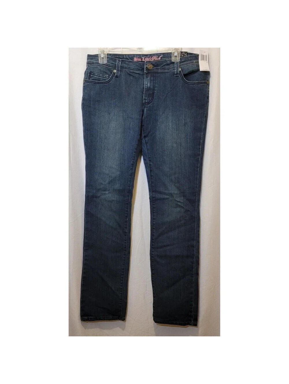 Black Label Pink Womens Jeans 33x34 Straight Leg Blue Medium Wash Denim